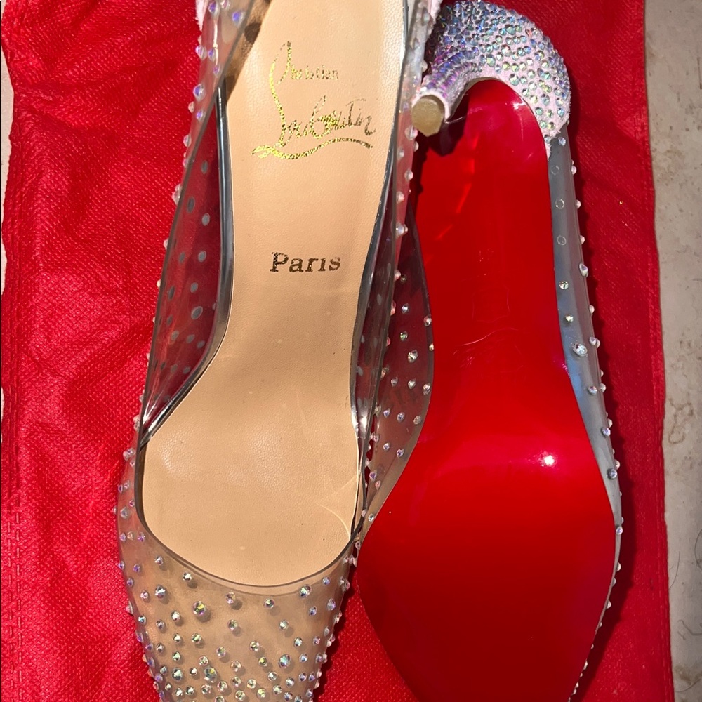 Clear Rhinestone Stiletto Heels - Picture 16 of 17